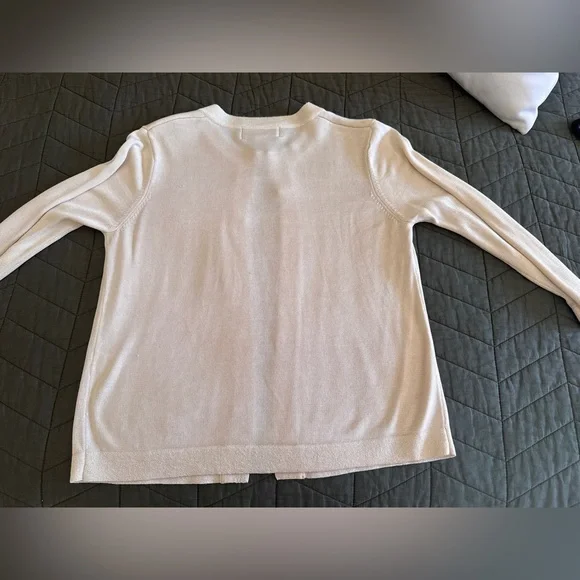 Casual Corner Vintage Light Cream Open-Front Knit Cardigan Size Medium - Picture 4 of 6